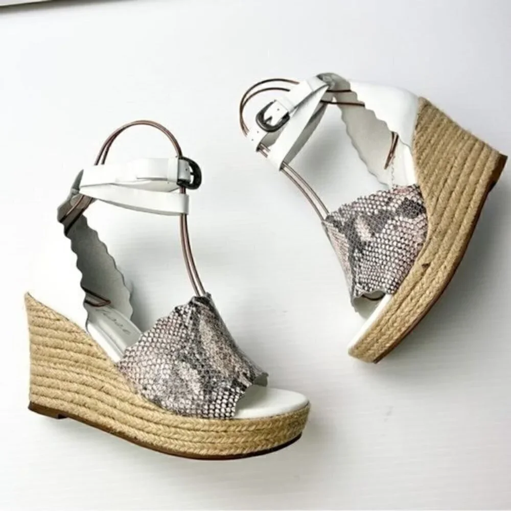 Matisse Espadrille Sandals womens size 8 Roma Snakeskin Wedge ankle strap
